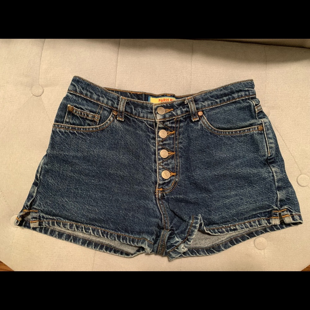Size 5 dark blue denim shorts. Made by Paris blues